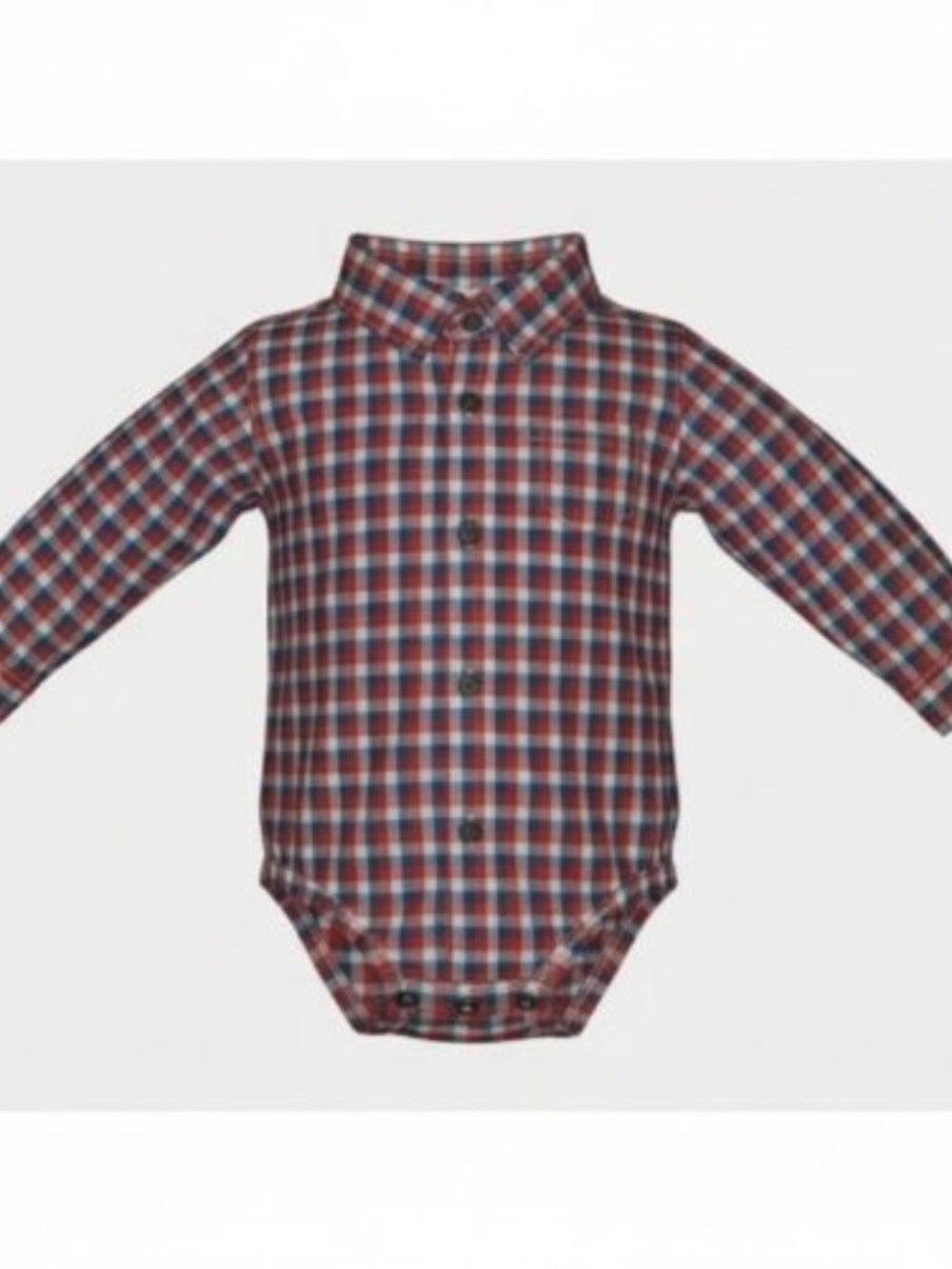 GYMBOREE Orange and Blue Plaid Long Sleeved Button Front Bodysuit 12-18 months